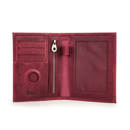 Protège passeport homme cuir rouge