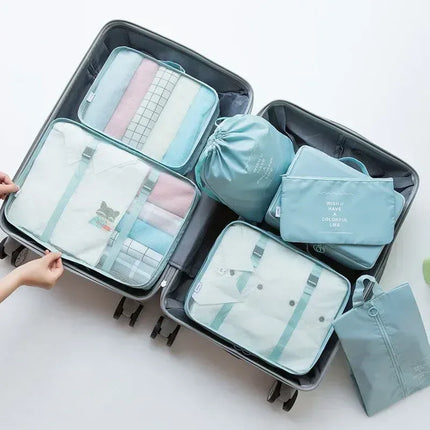 Rangement valise (7 pièces) Bleu ciel