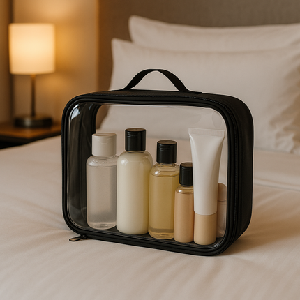 Trousse de toilette transparente pour avion
